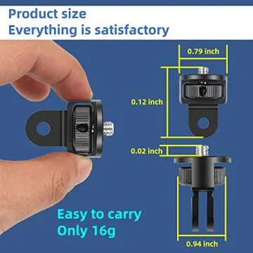 Camera Tripod Mount for Gopro Adapter, 360° Adjustment 1/4-20 Screw Conversion Adapter for GoPro Hero12, Insta360 ACE Pro ONE X4 X3, X2, Go 2, Xiaomi Yi and DJI OSMO Other Action Cameras