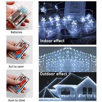 Christmas Snowflake String Lights, 20ft 40 LED Fairy Lights Battery Operated Waterproof Twinkle Ligh...