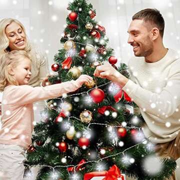 Christmas Snowflake String Lights, 20ft 40 LED Fairy Lights Battery Operated Waterproof Twinkle Lighting Indoor Outdoor Decorations for Bedroom Party Patio Room Garden Home Xmas Tree Decor (White)