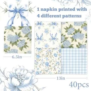 40 Pcs Floral Napkins for Party Supplies and Decor