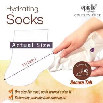 Epielle Hydrating Foot Masks (Socks 6pk) for foot cracked and dry heel to toe and callus Spa Masks - Shea butter + Jojoba Oil + Vitamin E Moisturize, Mothers Day GIfts