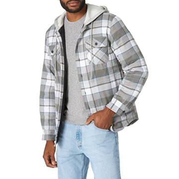 Stylish Men's Quilted Lined Flannel Shirt Jacket