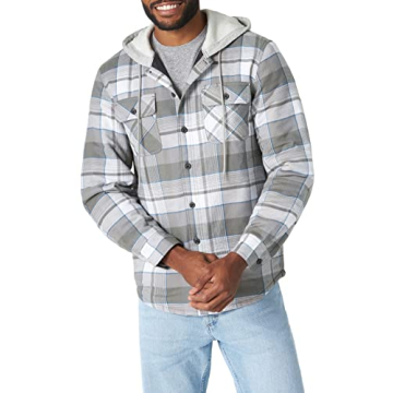 Stylish Men's Quilted Lined Flannel Shirt Jacket