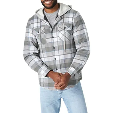 Stylish Men's Quilted Lined Flannel Shirt Jacket