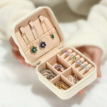 Parima Teen Girl Gifts Trendy Stuff - Teenage Girl Gift Idea Tween Teen Girl Gift |Travel Jewelry Case | Small Gift | Jewelry Box for Girl | Birthday Gift Daughter Friend Her - Letter M, White