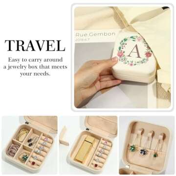 Parima Teen Girl Gifts Trendy Stuff - Teenage Girl Gift Idea Tween Teen Girl Gift |Travel Jewelry Case | Small Gift | Jewelry Box for Girl | Birthday Gift Daughter Friend Her - Letter M, White