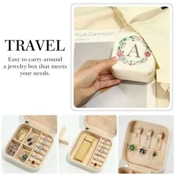 Parima Teen Girl Gifts Trendy Stuff - Teenage Girl Gift Idea Tween Teen Girl Gift |Travel Jewelry Case | Small Gift | Jewelry Box for Girl | Birthday Gift Daughter Friend Her - Letter M, White