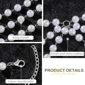 Navoky Layered Pearl Waist Chain Bohemian Multilayered Belly Chain Pearls Silver Body Chain for Women and Girls