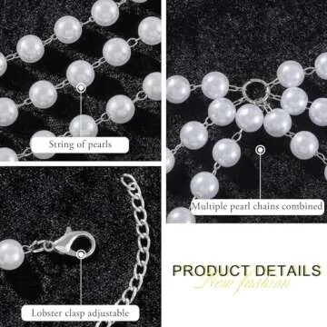 Navoky Layered Pearl Waist Chain Bohemian Multilayered Belly Chain Pearls Silver Body Chain for Women and Girls