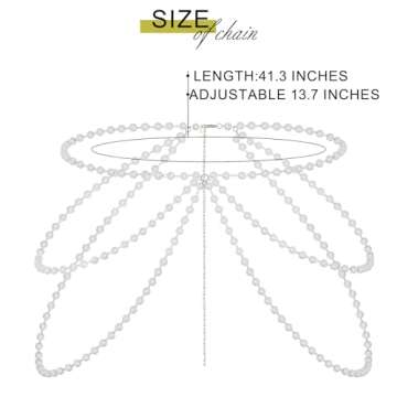 Navoky Layered Pearl Waist Chain Bohemian Multilayered Belly Chain Pearls Silver Body Chain for Women and Girls