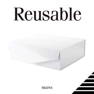 BLK&WH Extra Large Gift Box with Lid 16.3x14.2x5 Inches, White Gift Box Closure Lid for Clothes and Large Gifts (Glossy White)