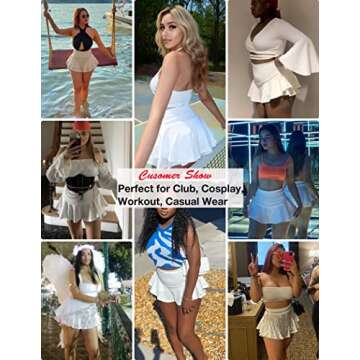Avidlove Mini Skirt for Women Sexy Solid Ruffle Trim Lingerie Skirt Short High Waist Two Layer Hem Skirt