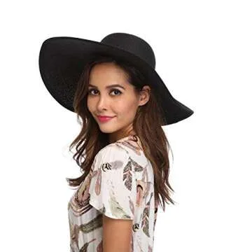 Stylish Lanzom Women's Wide Brim Straw Hat for Summer Sunshine