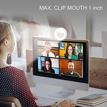 Selfie Ring Light, XINBAOHONG Rechargeable Portable Clip-on Selfie Fill Light with 48 LED for Smart Phone Photography, Camera Video, Girl Makes up (White, 48LED)