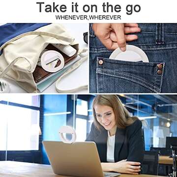 Selfie Ring Light, XINBAOHONG Rechargeable Portable Clip-on Selfie Fill Light with 48 LED for Smart Phone Photography, Camera Video, Girl Makes up (White, 48LED)