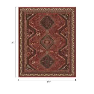 RUGGABLE Washable 8x10 Large Area Rug, Zareen Scarlet Red, Premium Rugs for Living Room, Bedroom, Kitchen, Office, Classroom with Gripper Non Slip Pad