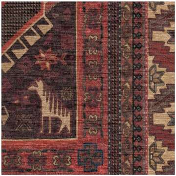 RUGGABLE Washable 8x10 Large Area Rug, Zareen Scarlet Red, Premium Rugs for Living Room, Bedroom, Kitchen, Office, Classroom with Gripper Non Slip Pad