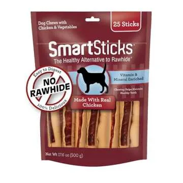 SmartBones SmartSticks - Delicious Rawhide-Free Dog Treats Made with Real Chicken, 25 Count