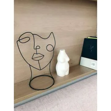 RISEON Set of 2 Modern Abstract Faces Metal Line Figure Art, Metal Face Outline, Geometric Hat Stands Metal Hat Cap Rack Wigs Holder, Wire Tabletop Jewellry Display Stand Minimalist Art Decor