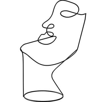 RISEON Set of 2 Modern Abstract Faces Metal Line Figure Art, Metal Face Outline, Geometric Hat Stands Metal Hat Cap Rack Wigs Holder, Wire Tabletop Jewellry Display Stand Minimalist Art Decor