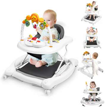 5-in-1 Baby Walker with Bouncer & Adjustable Height for Infants