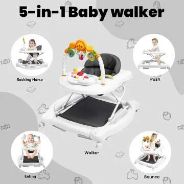 5-in-1 Baby Walker for Infants with Adjustable Features