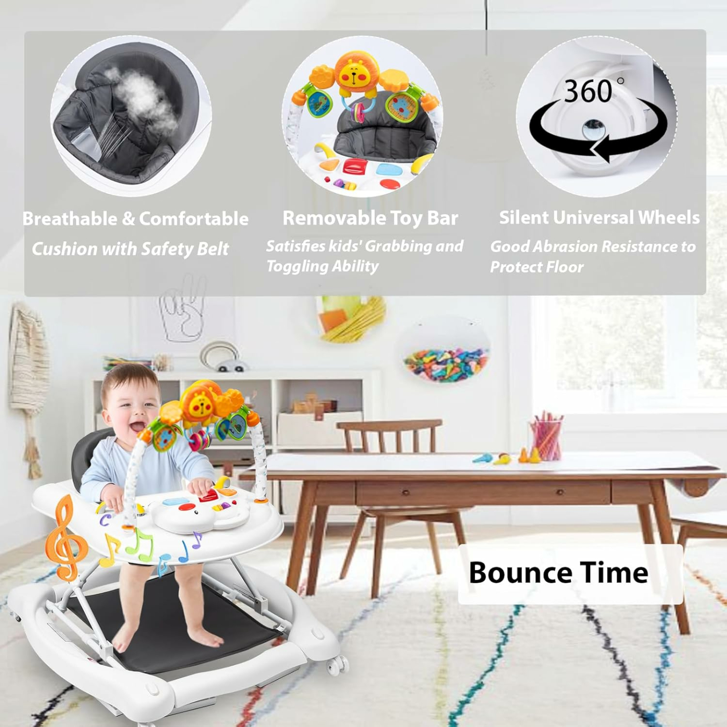 5-in-1 Baby Walker for Infants with Adjustable Features