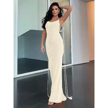 Volemo Women’s 2024 Summer Spaghetti Strap Bodycon Dresses Backless Sleeveless Maxi Cocktail Forma...