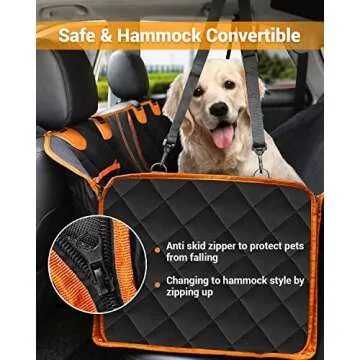 Dog Car Seat Cover, 600D Heavy Durable Dog Seat Cover for Back Seat, 100% Waterproof Scratch Proof Nonslip Dog Hammock for Car with Side Flap, Pet Seat Covers with Seat belt for Cars Sedan SUV Trucks