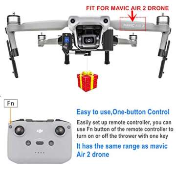 Hanatora Payload Airdrop Release Drop Device for DJI Air 2S,Mavic Air 2 Drone,Clip Delivery Transport Dropper,Wedding Fishing Bait Search & Rescue Kit Accessories