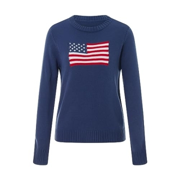 MALCIKLO Vintage American Flag Women’s Sweater Perfect Fit