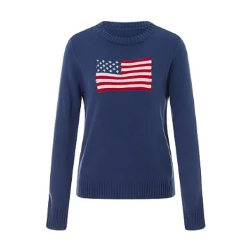 MALCIKLO Vintage American Flag Women’s Sweater Perfect Fit
