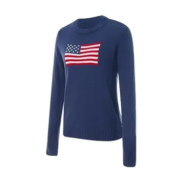 MALCIKLO Vintage American Flag Women’s Sweater Perfect Fit