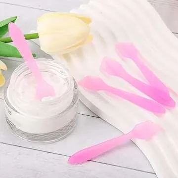 Tbestmax 300 PCS Mini Cosmetic Spatulas 3.2" x 0.6" Disposable Makeup Spatulas, Plastic Spatulas Pink Facial Creams Skin Care Spatulas