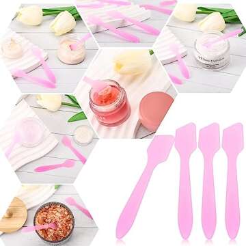Tbestmax 300 PCS Mini Cosmetic Spatulas 3.2" x 0.6" Disposable Makeup Spatulas, Plastic Spatulas Pink Facial Creams Skin Care Spatulas