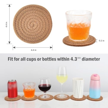 ABenkle Super Absorbent Handmade Woven Coasters Stylish Durable