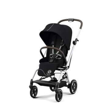 CYBEX Eezy S Twist +2 V2 Baby Stroller with 360° Rotating Seat for Infants 6 Months and Up - Compatible with CYBEX Car Seats, Moon Black