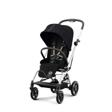 CYBEX Eezy S Twist +2 V2 Baby Stroller with 360° Rotating Seat for Infants 6 Months and Up - Compatible with CYBEX Car Seats, Moon Black