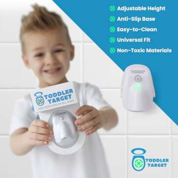 Toddler Target Adjustable Potty Toilet Target with Motion Sensor, Bullseye Illumination, and Nightli...
