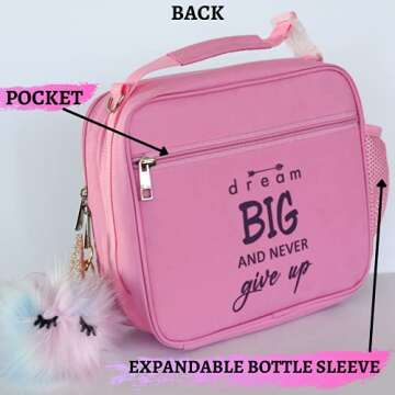 JOJOOKIDS Lunch Box Insulated - Easy to Clean and Safe to Use Kids Lunch Bag for Girls Glitter Rainbow Thermal Soft Perfect for Packing Hot or Cold Snacks for School and Travel