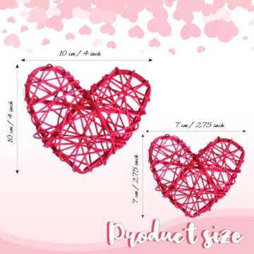 Geosar 24 Pcs 5inch/4inch/3inch Valentine‘s Day Heart Shaped Rattan Balls Valentine‘s Day Bowl V...
