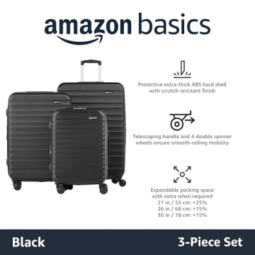 Amazon Basics Stylish 3-Piece Luggage Set with Wheels