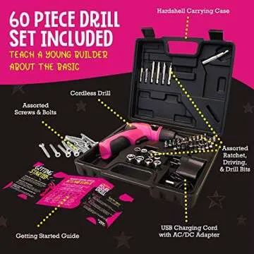 DIY My First Power Drill Set for Girls - 60 Pieces