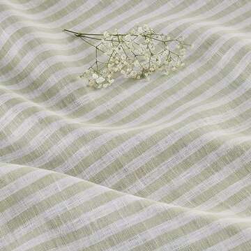 Handcrafted Sage and White Linen Tablecloth - 60x120