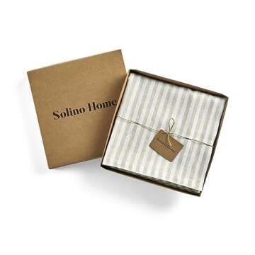 Handcrafted Sage and White Linen Tablecloth - 60x120