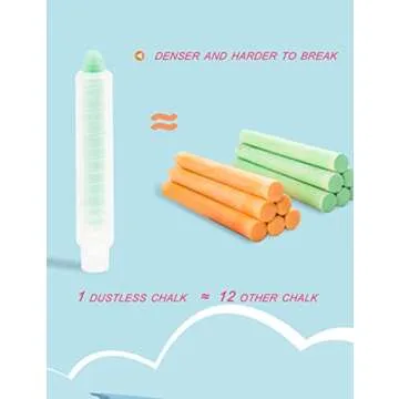 Non-toxic Dustless Chalk for Kids - 12PCS Colorful Set