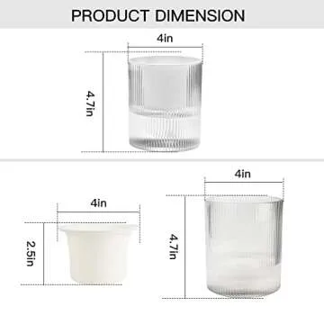 Llanguagebasin Self Watering Planter,Indoor Plants Pots for 4 Inch,2 Pack Clear White Plastic Flower Pot with Wick Rope,Home Modern Cylindrical Ribbed Decorative Pot for African Violets, Orchid,Aloe.