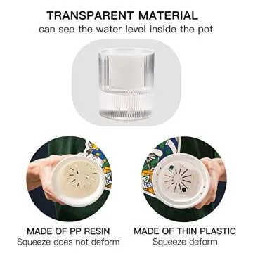 Llanguagebasin Self Watering Planter,Indoor Plants Pots for 4 Inch,2 Pack Clear White Plastic Flower Pot with Wick Rope,Home Modern Cylindrical Ribbed Decorative Pot for African Violets, Orchid,Aloe.