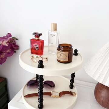 Wlz 2 Tier Makeup Organizer, Skincare Make Up Storage Perfume Organizers Tray for Vanity Dresser Bat...