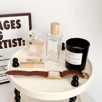 Wlz 2 Tier Makeup Organizer, Skincare Make Up Storage Perfume Organizers Tray for Vanity Dresser Bathroom Counter, Cute Cosmetic Lotion Beauty Countertop Display Case (Round)